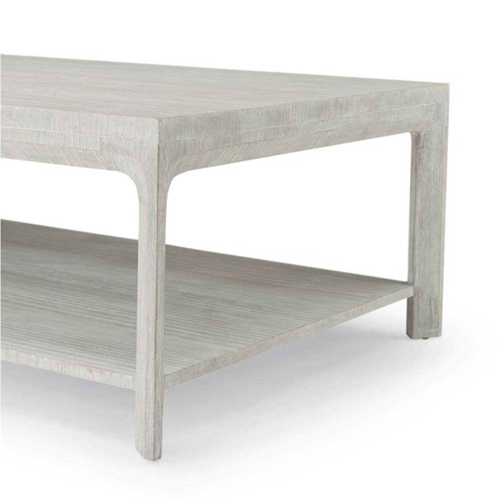 Wooden rectangular coffee table with lower shelf