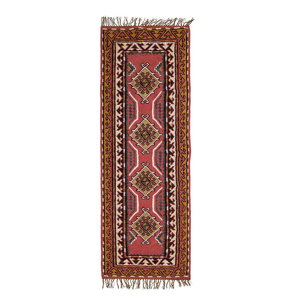 Multicoloured rug with fringe detailing