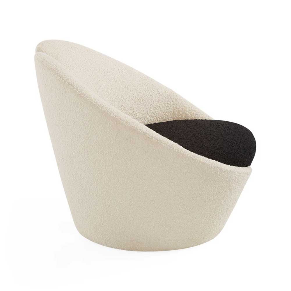 Black and white boucle upholstered chair