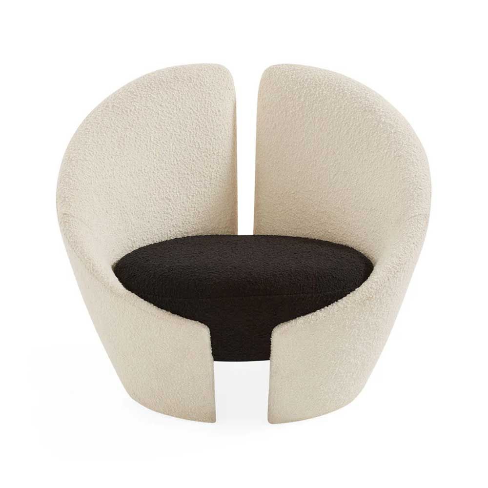 Black and white boucle upholstered chair