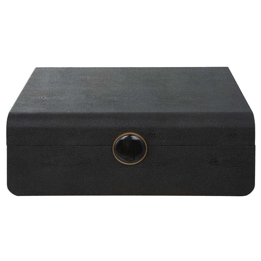 A sophisticated shagreen box by Uttermost with a beautiful black enamel closure