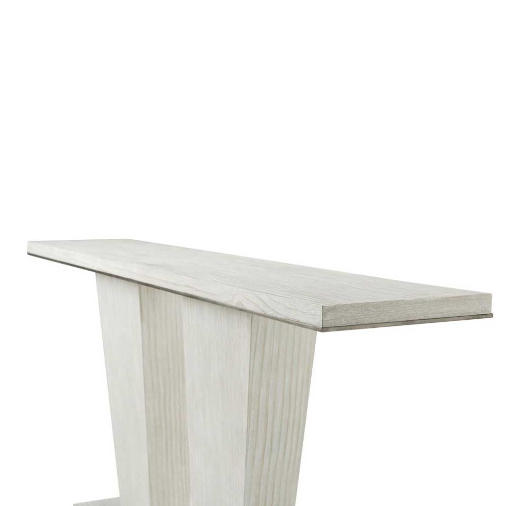 Whitewood console table with two pedestal design