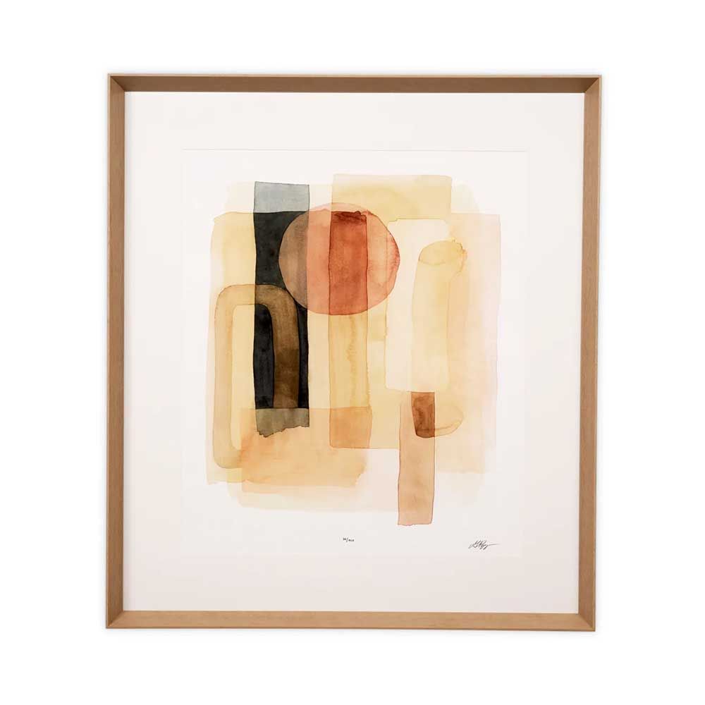 Set of 2 earth-toned art pieces. Depicting abstact sun and sand.