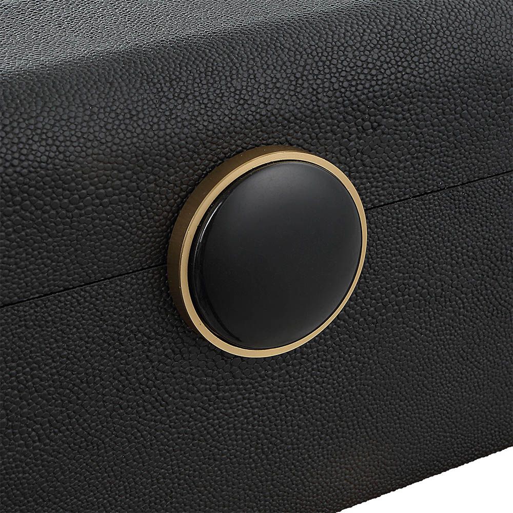 A sophisticated shagreen box by Uttermost with a beautiful black enamel closure
