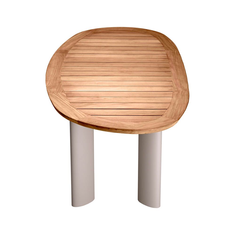 Sophisticated wood top coffee table with unique curved shape