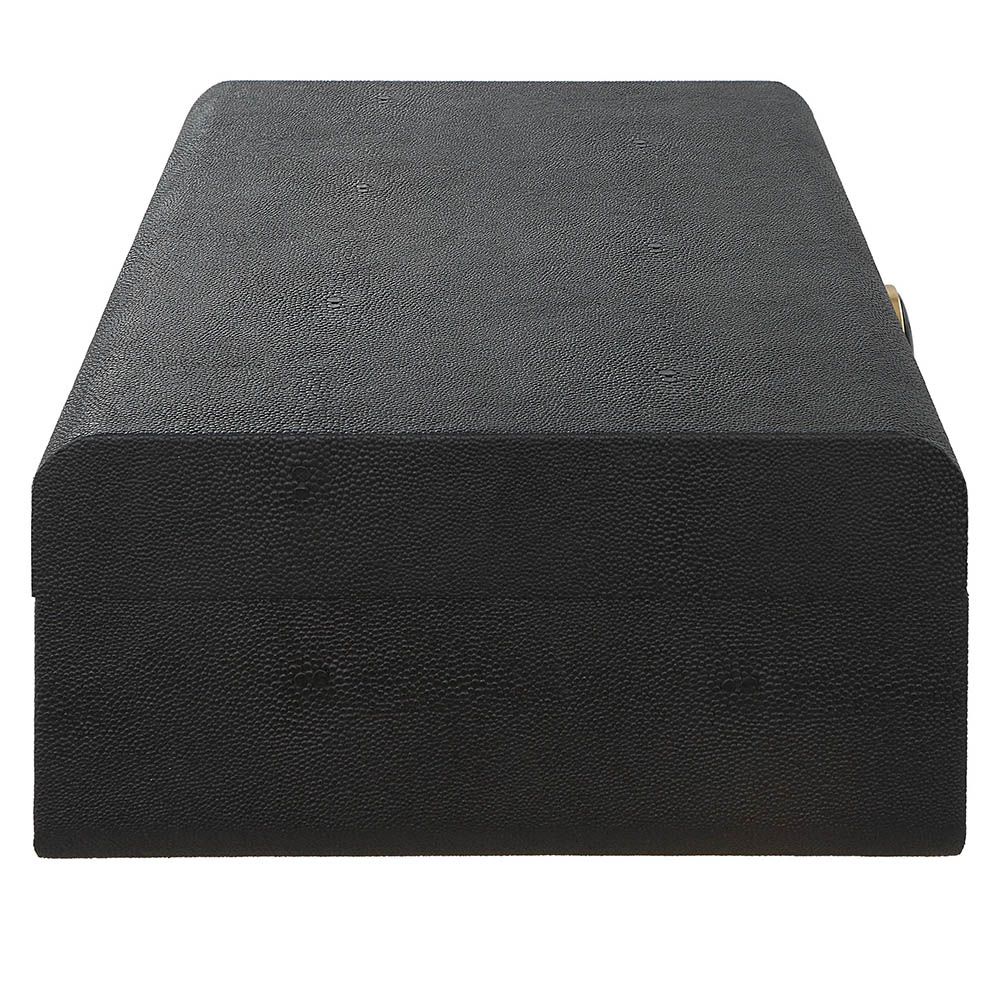 A sophisticated shagreen box by Uttermost with a beautiful black enamel closure