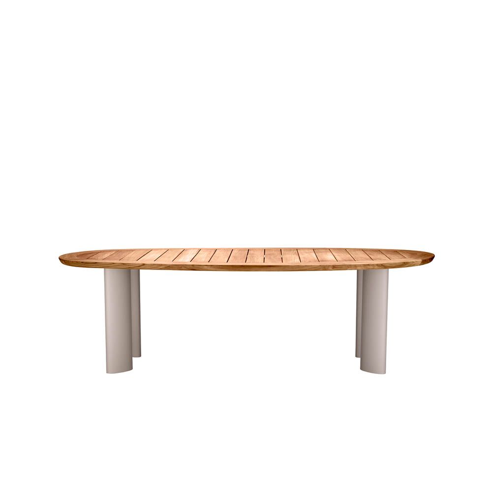 Sophisticated wood top coffee table with unique curved shape