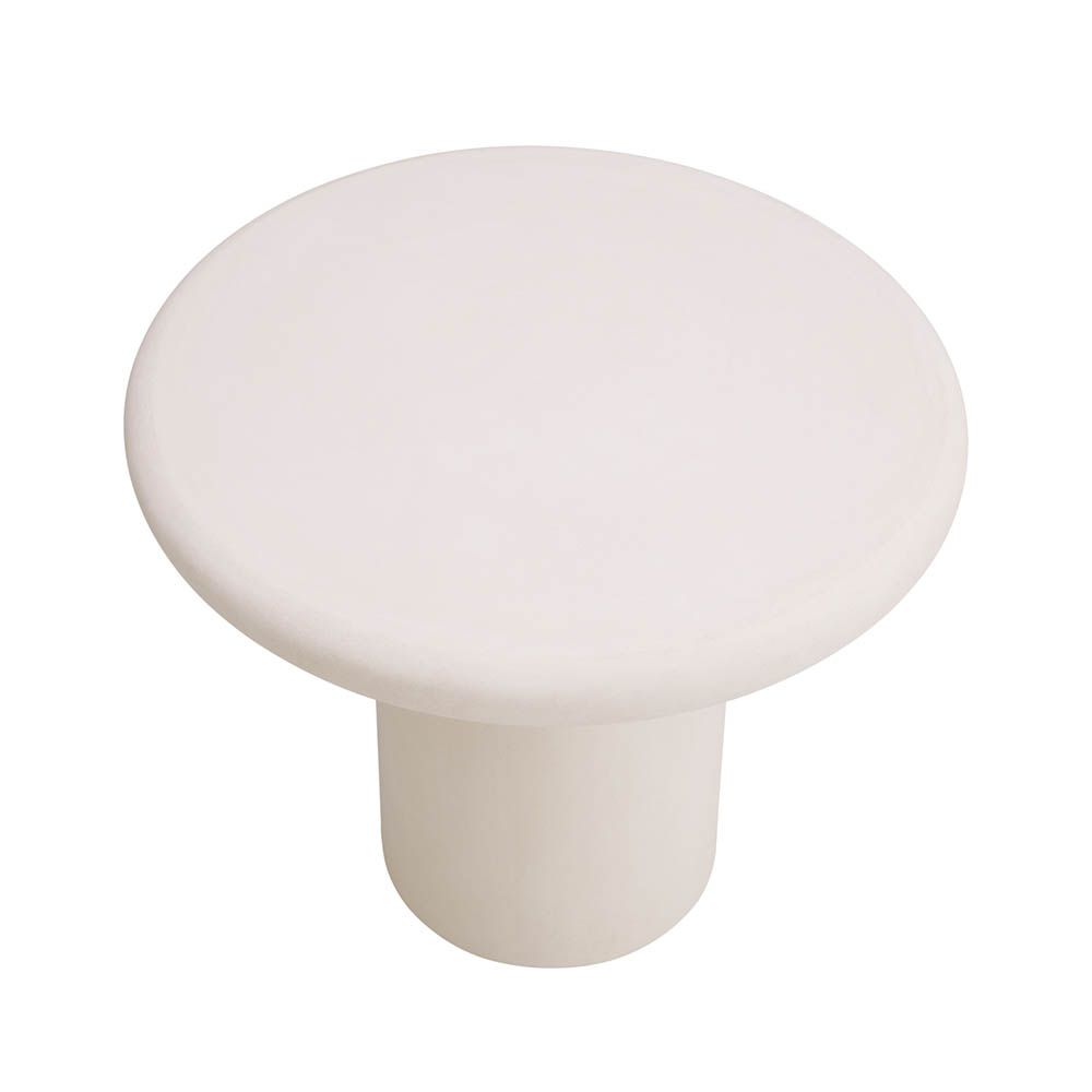 Organic rounded side table in white concrete finish