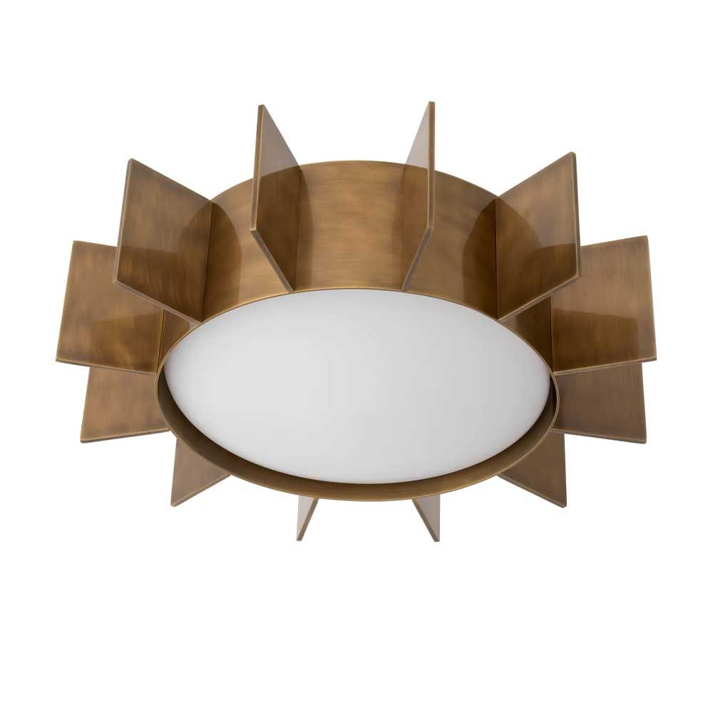 Sun shaped brass flush mount ceiling light