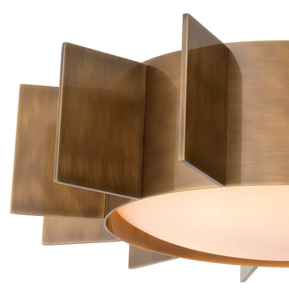 Sun shaped brass flush mount ceiling light