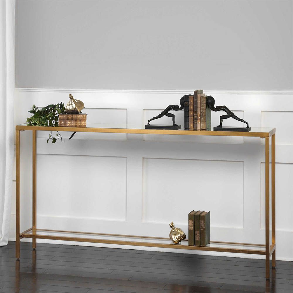 Narrow console sales table gold