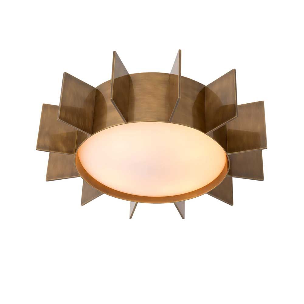 Sun shaped brass flush mount ceiling light