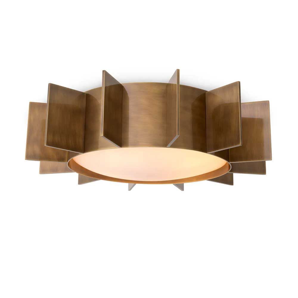 Sun shaped brass flush mount ceiling light