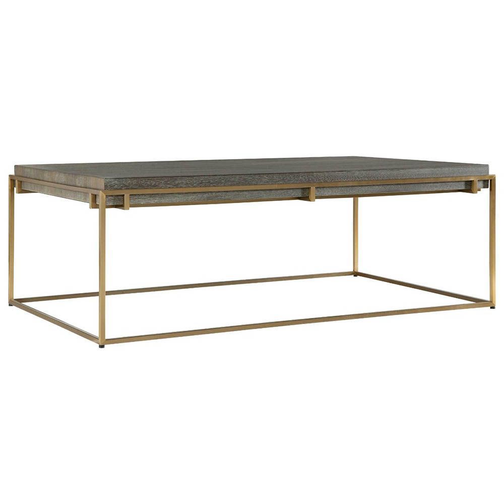 Sleek and sophisticated brass coffee table with square wooden top