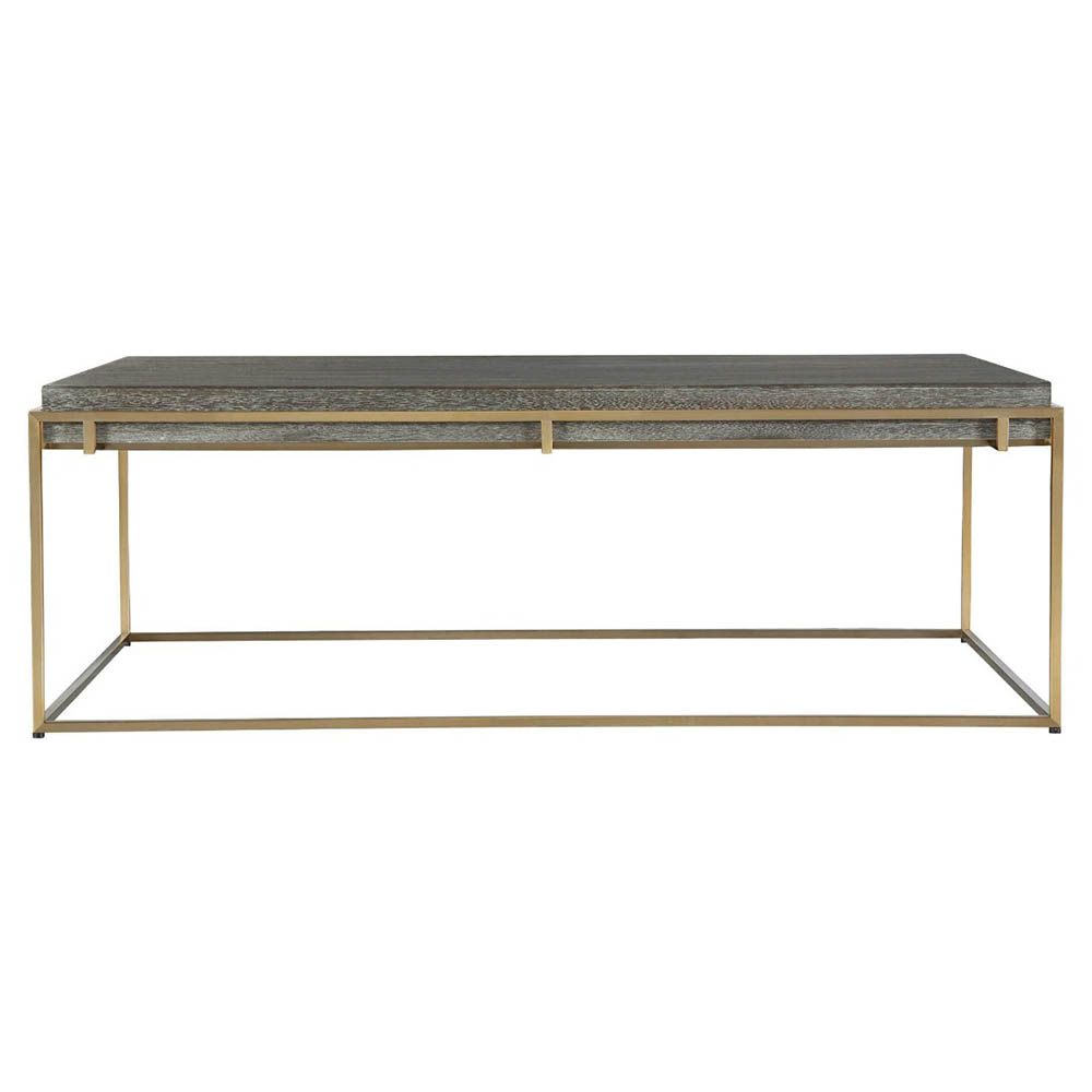 Sleek and sophisticated brass coffee table with square wooden top
