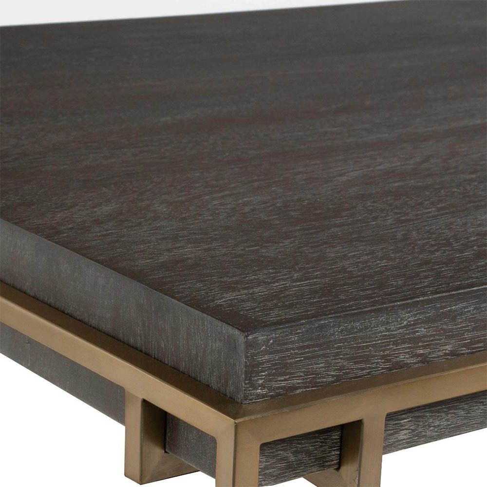 Sleek and sophisticated brass coffee table with square wooden top