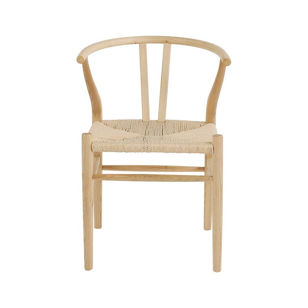 Scandi-inspired dining chair with rattan seat