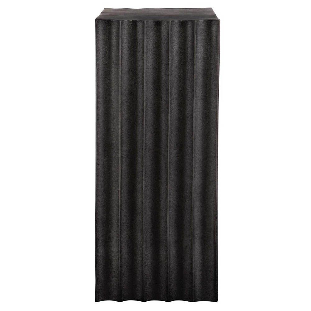 side table with grooved sides in charcoal finish