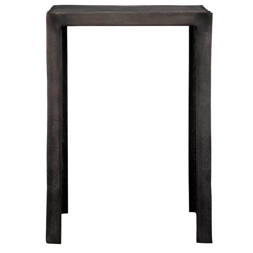 side table with grooved sides in charcoal finish