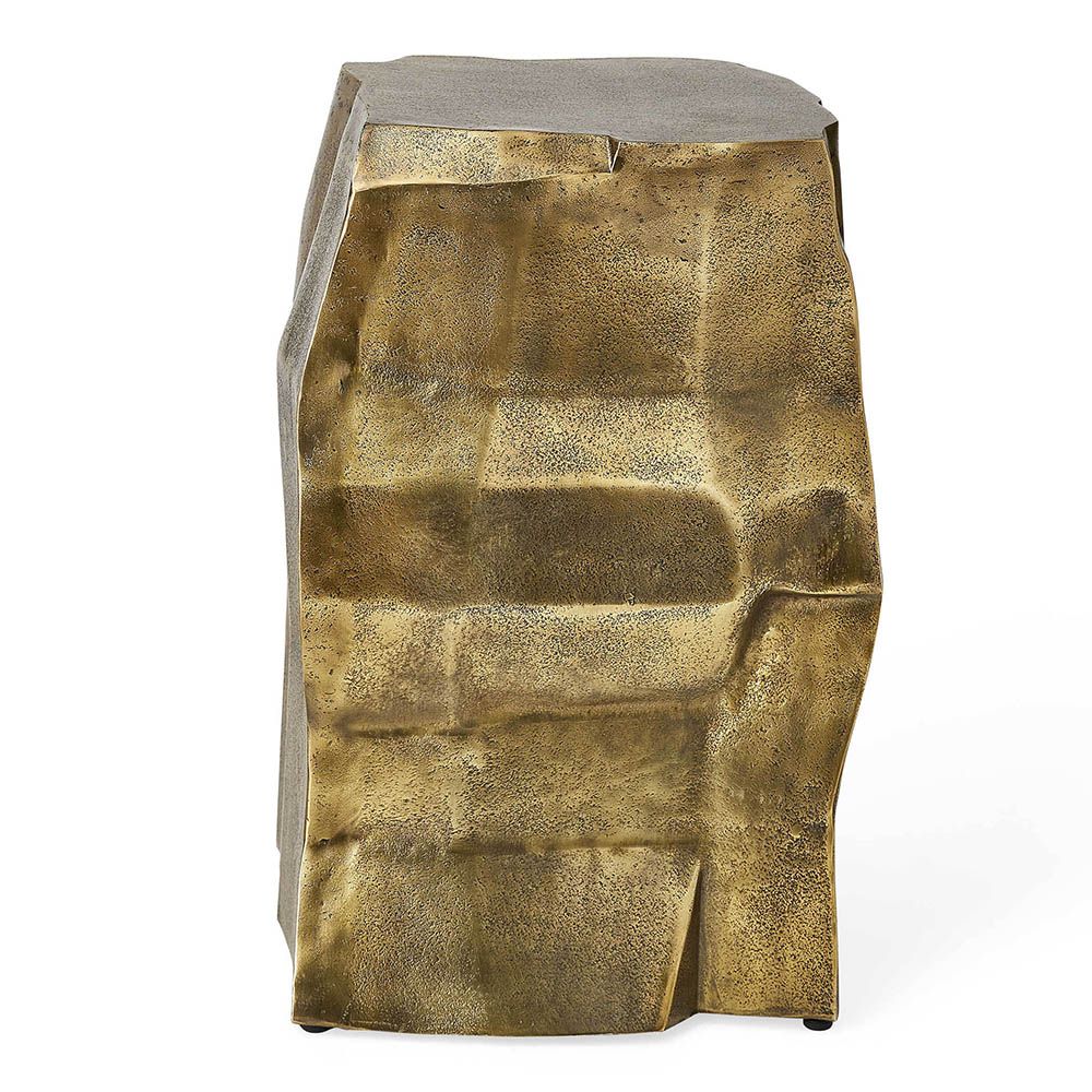 Gold-finished side table boasting tree trunk-like shape