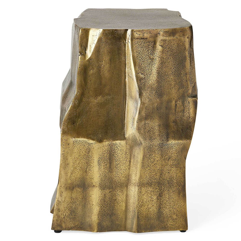 Gold-finished side table boasting tree trunk-like shape
