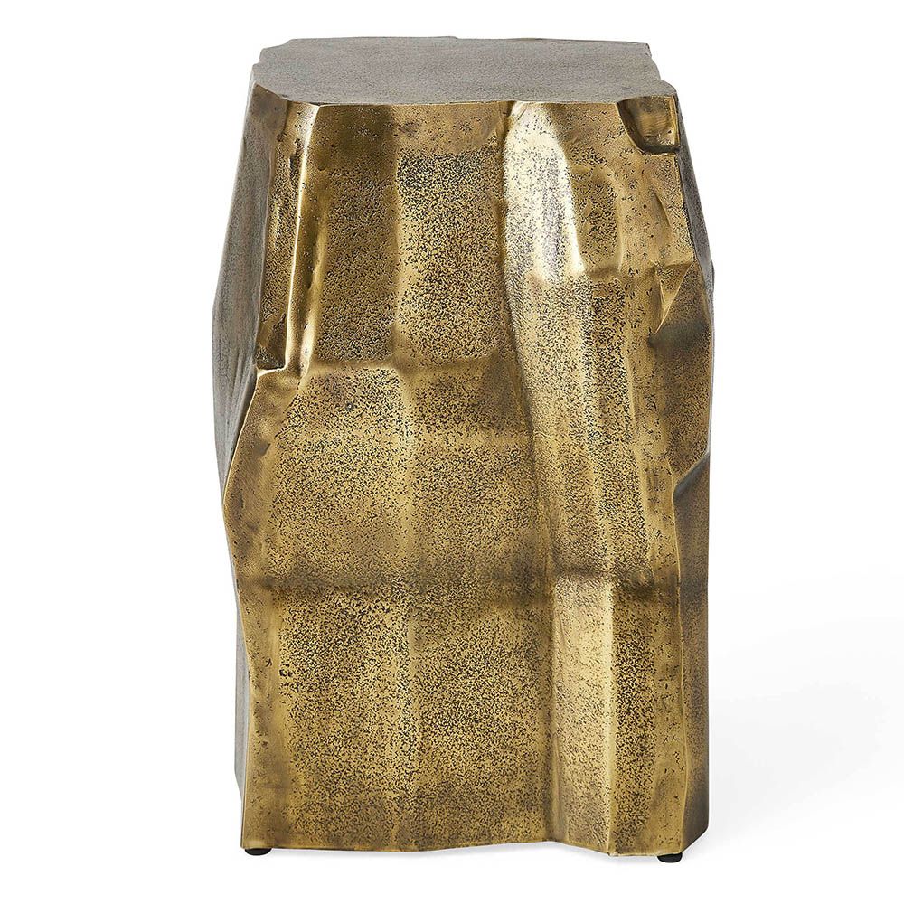 Gold-finished side table boasting tree trunk-like shape