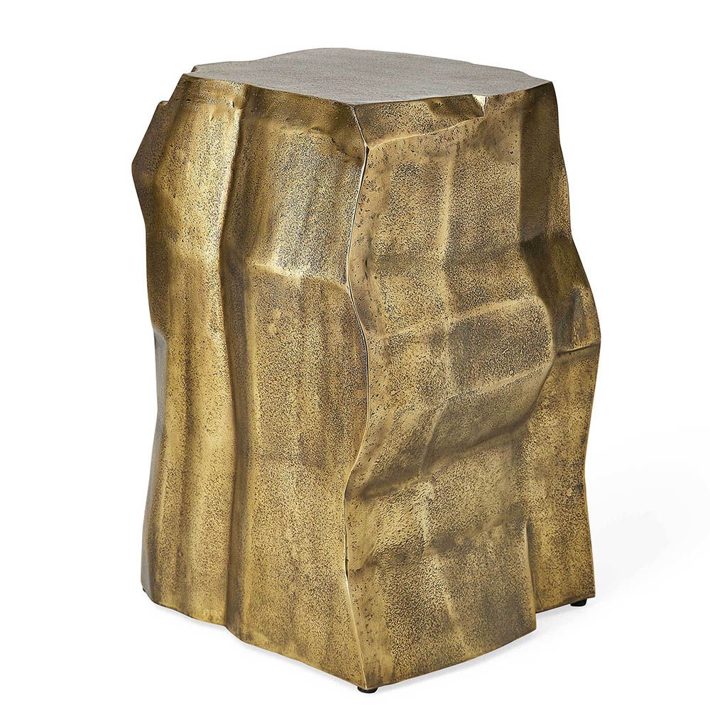 Gold-finished side table boasting tree trunk-like shape