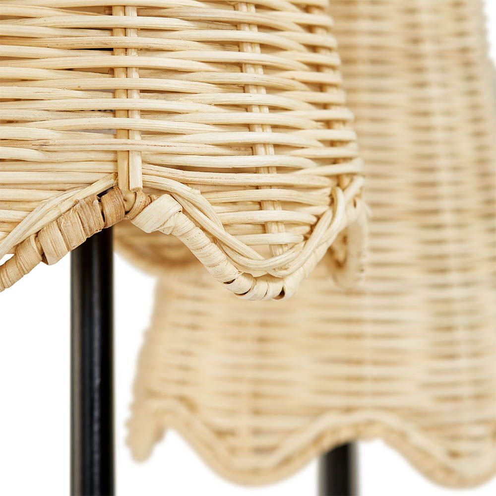 Triple light brown table lamp with black base