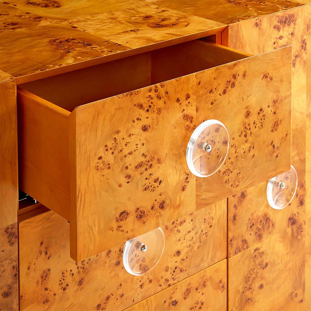 Brown buffet with acrylic handles and legs