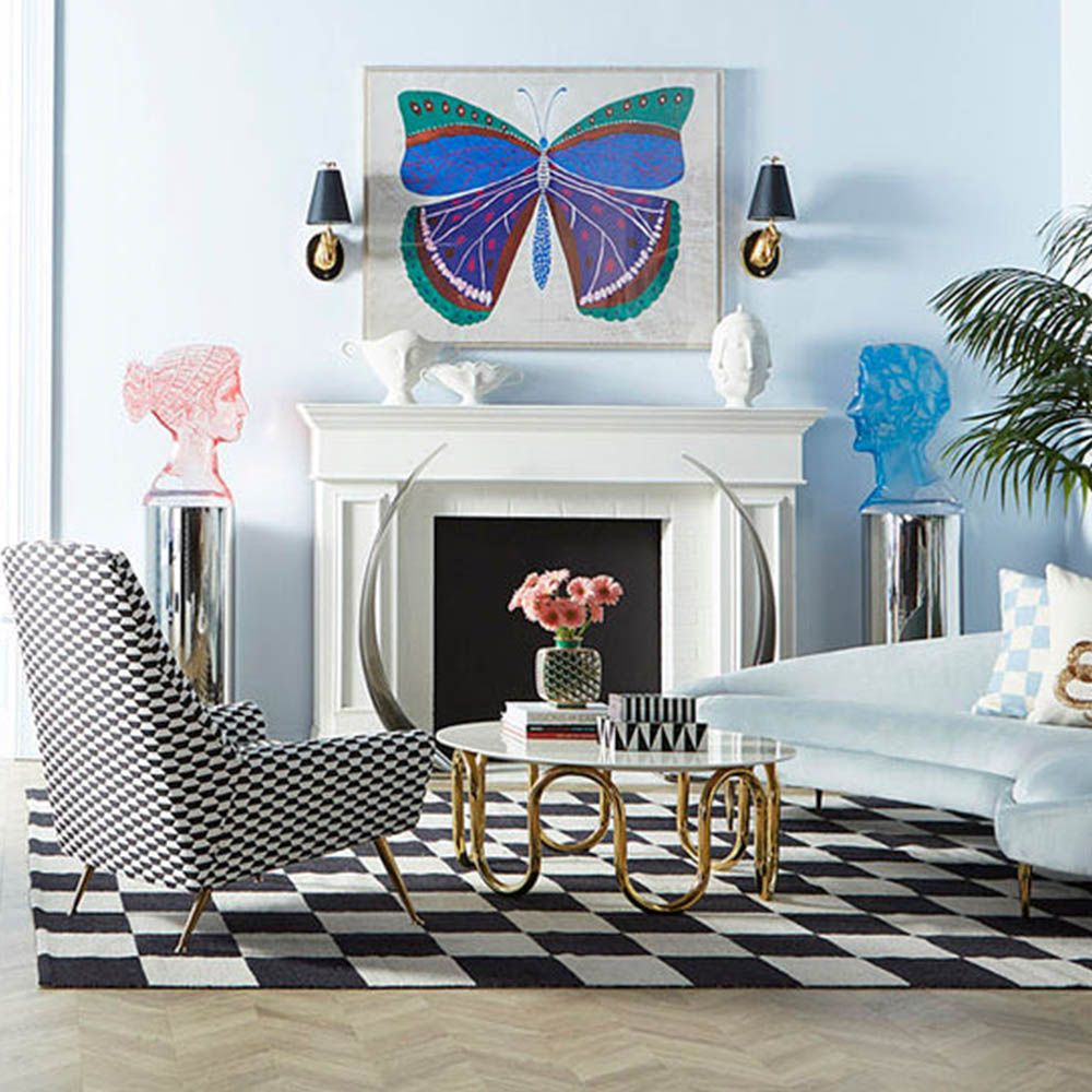 Black and white checkerboard wool rug