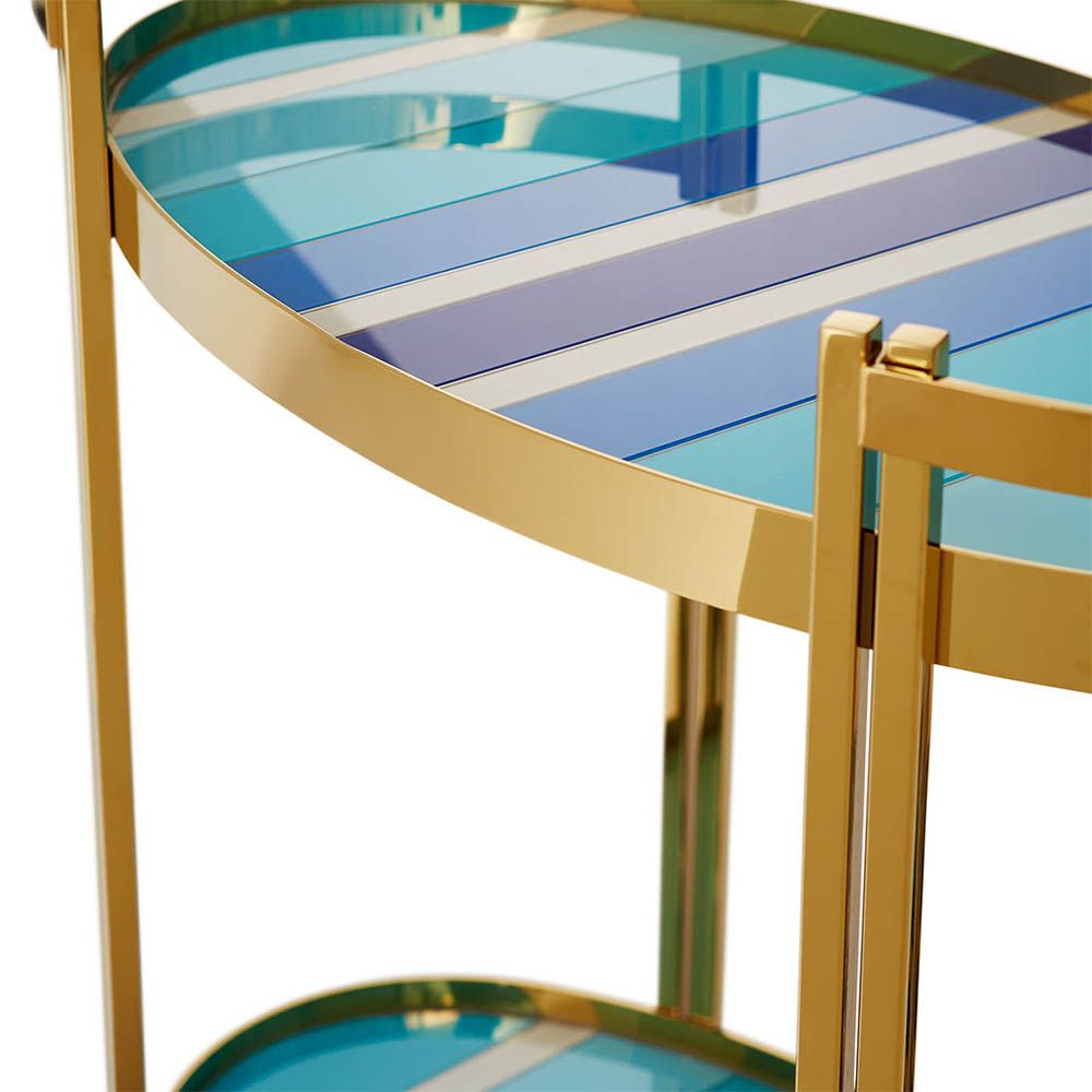 Blue and gold bar cart