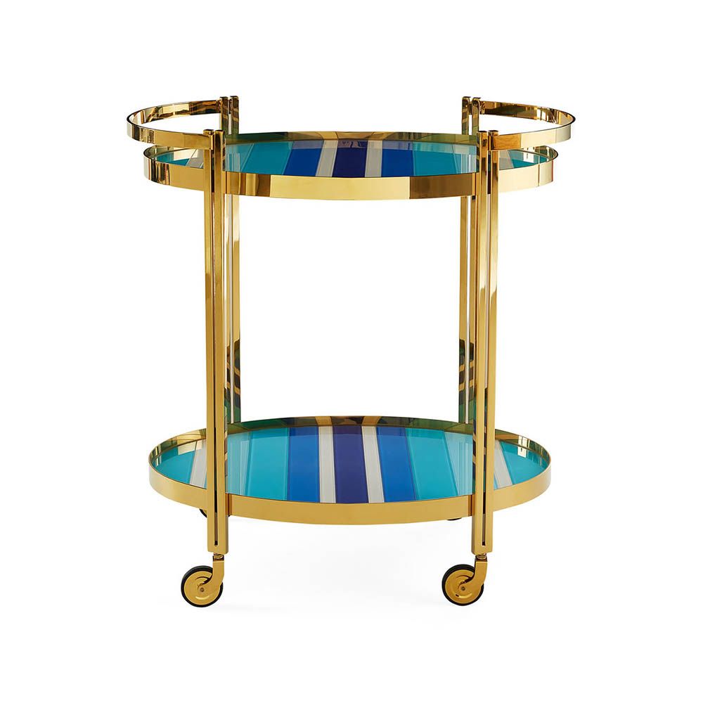 Blue and gold bar cart