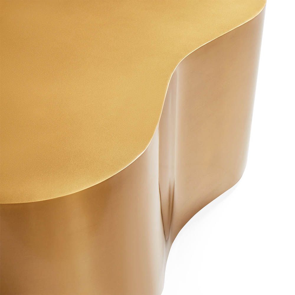 Gold-plated steel kidney-shaped coffee table