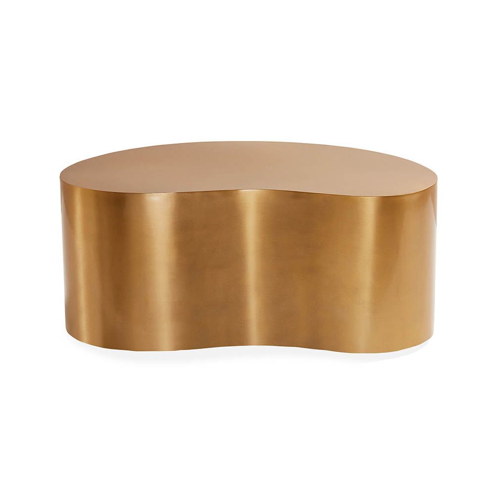 Gold-plated steel kidney-shaped coffee table
