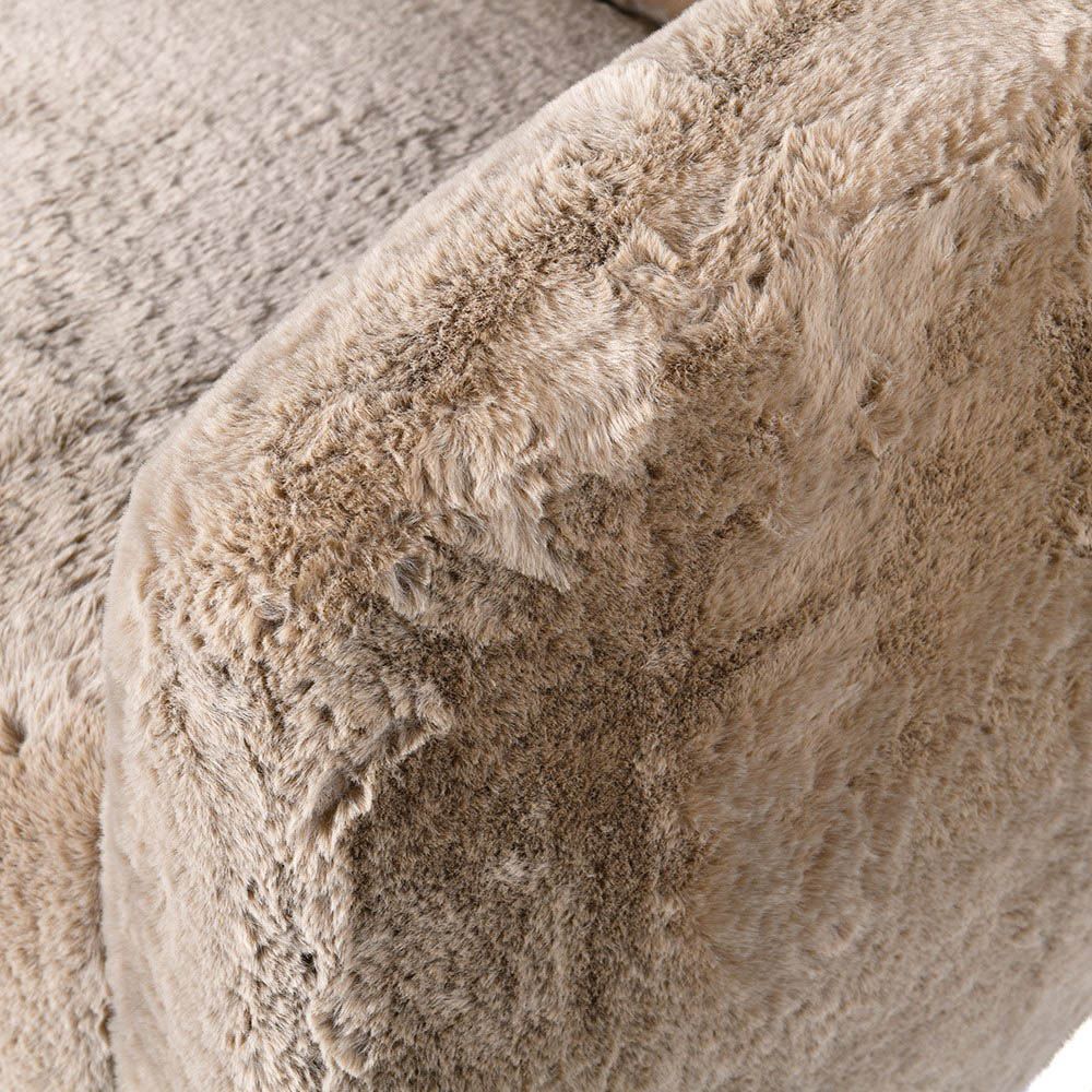 Gorgeously cosy swivel chair upholstered in brown faux fur
