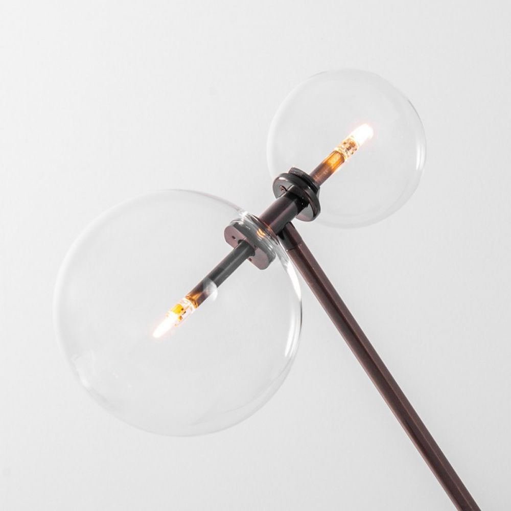 Black gunmetal solid brass industrial table lamp with clear glass globes