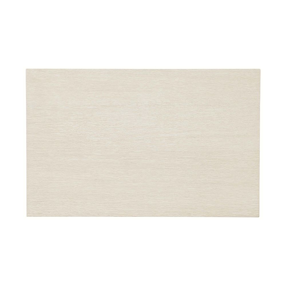 An alluring white oak veneer bedside table by Bernhardt with antique mirrored glass panels, Silver Luster highlights and a Manor White finish