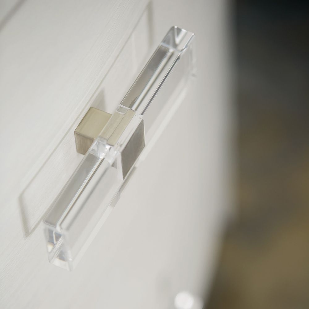 A lovely bedside table with a luxurious grey and white finish and three generously spacious drawers