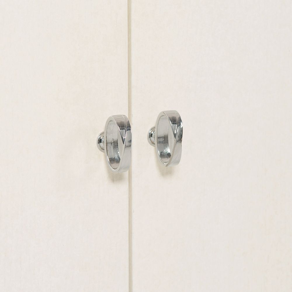 A contemporary entertainment unit with polished stainless steel accents, four drawers, two doors and internal shelving