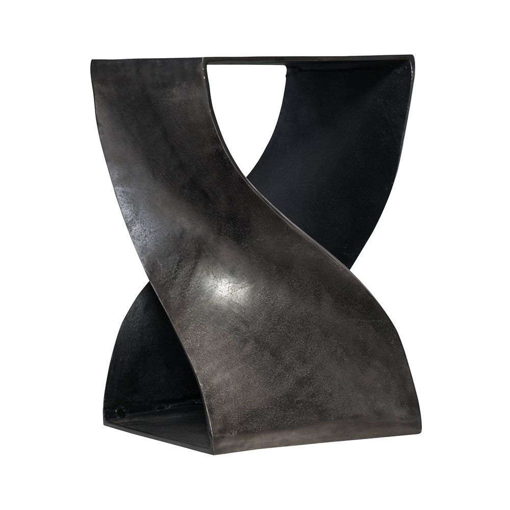 A statement side table crafted from aluminium with a stylish structure and distinctive design 