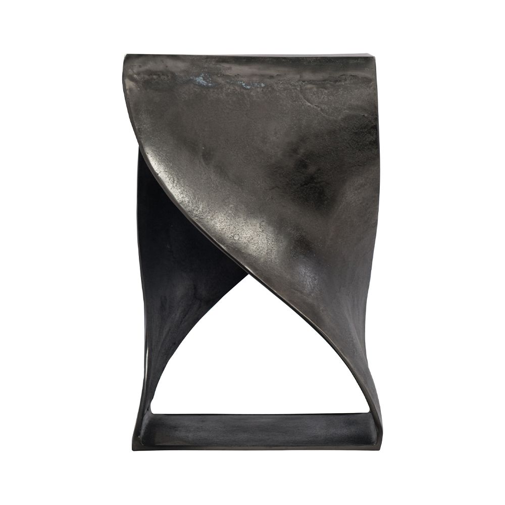 A statement side table crafted from aluminium with a stylish structure and distinctive design 