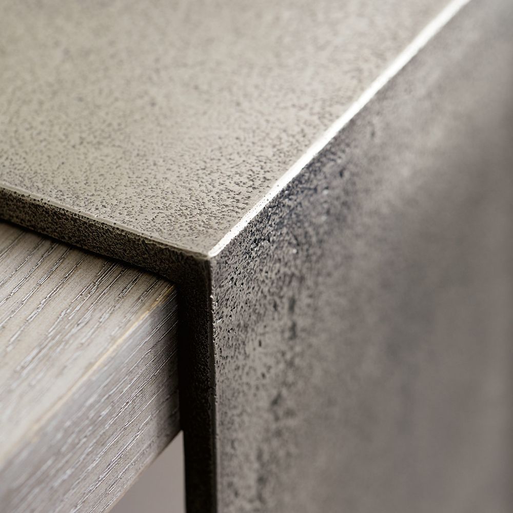 A luxurious console table by Bernhardt with a unique design and open display space 