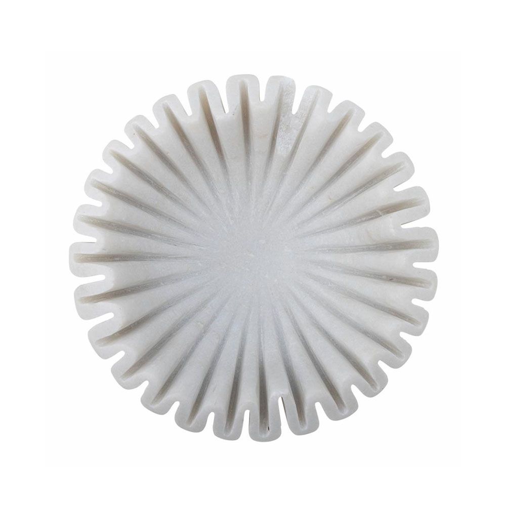 White marble bowl in carved curve design