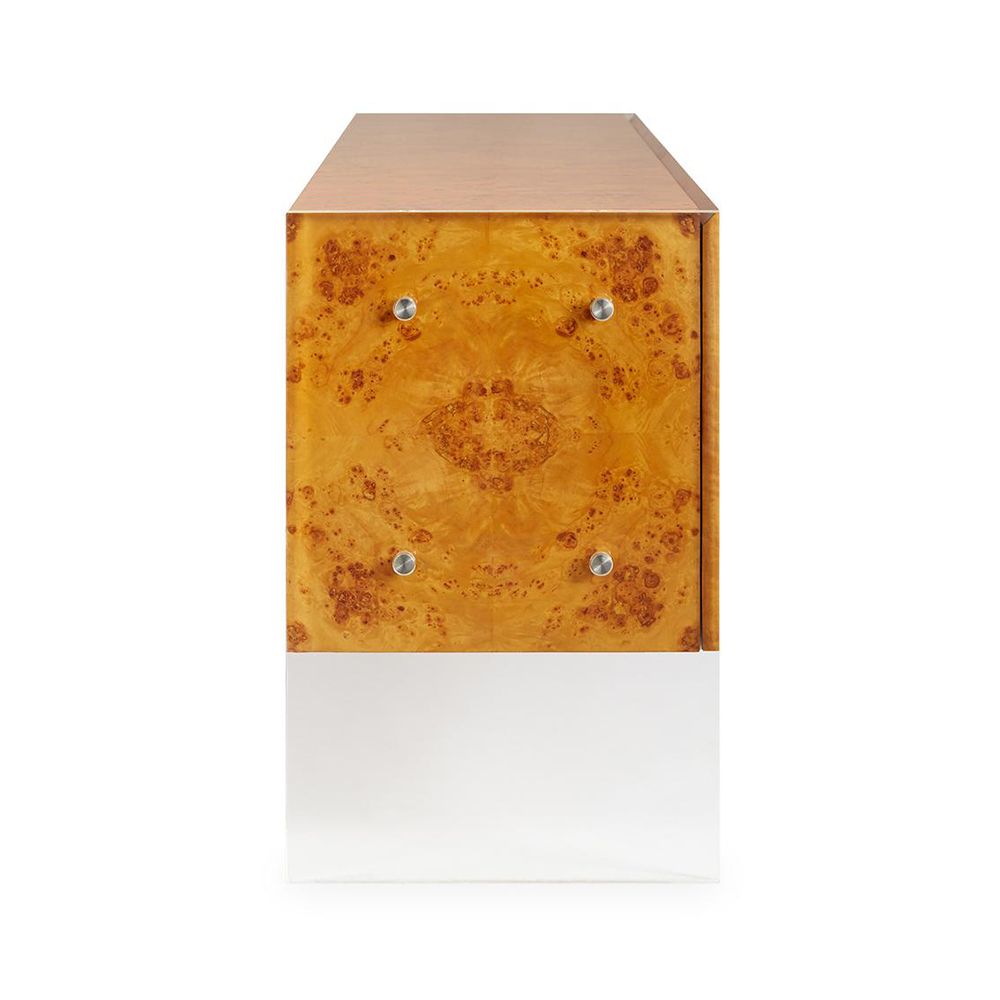 A stylish minimal mappa wood sideboard with acrylic and stainless steel accents 