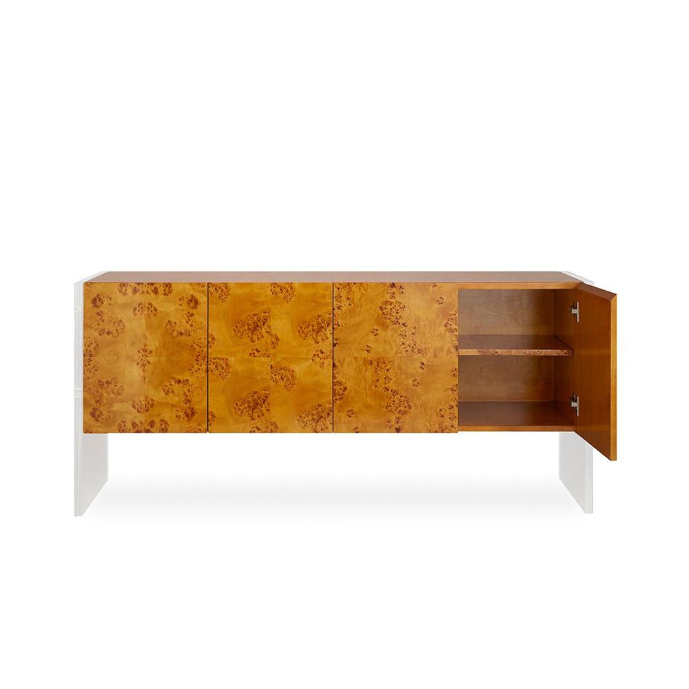 A stylish minimal mappa wood sideboard with acrylic and stainless steel accents 
