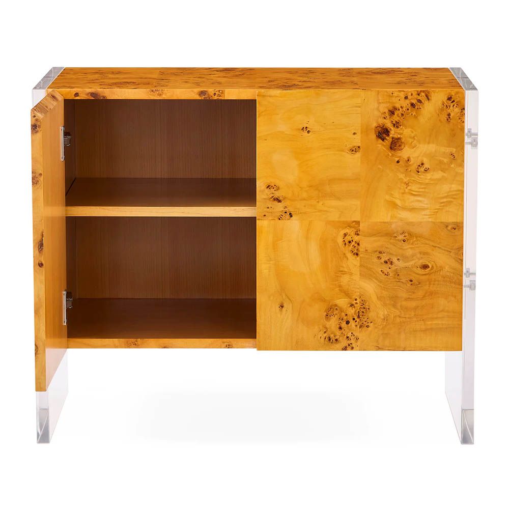 Brown cabinet with acrylic legs
