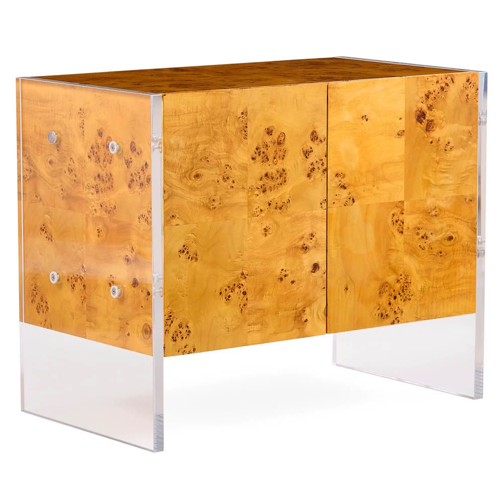 Brown cabinet with acrylic legs