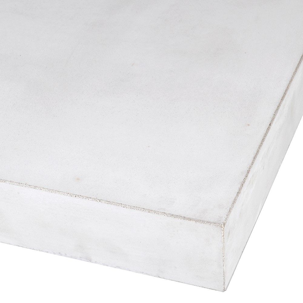 coffee table with unique concrete design and sleek white finish