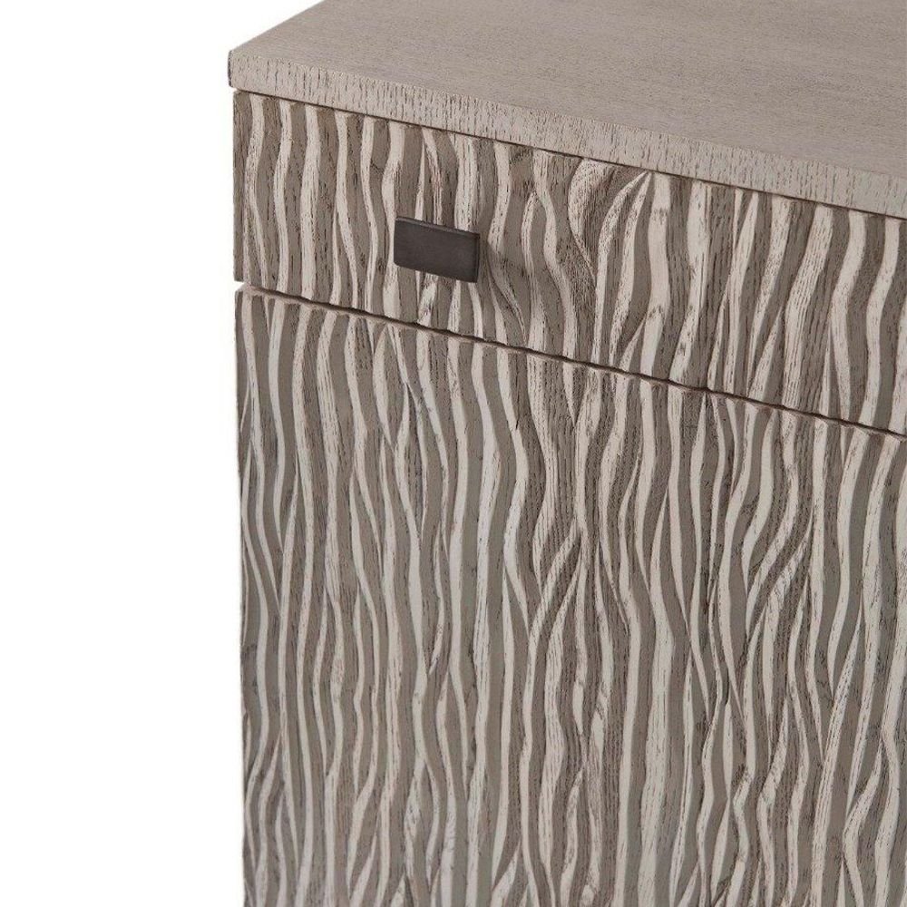 Wonderful wave effect night stand with shelf and drawer storage