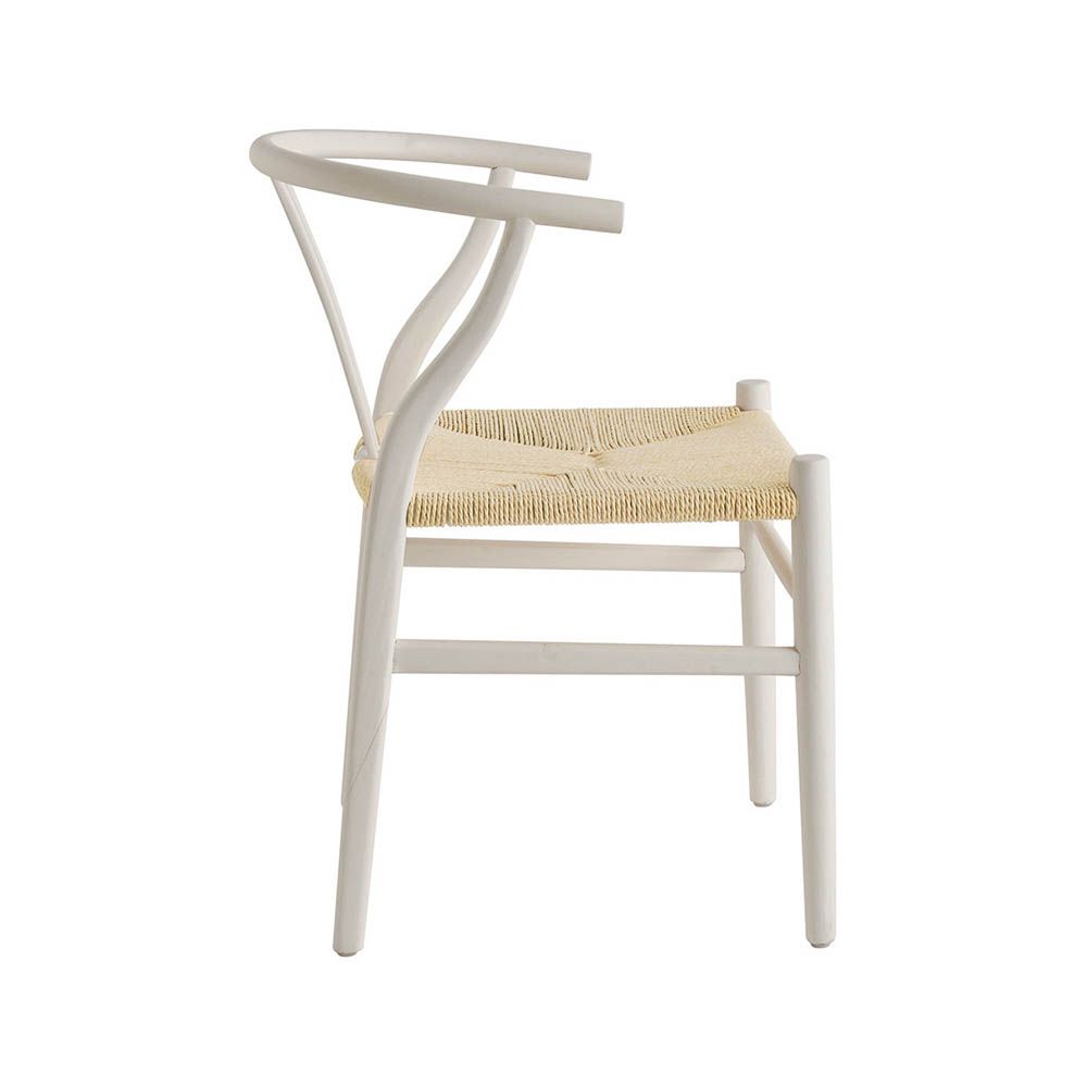 Curved open back, scandi-inspired dining chair in white